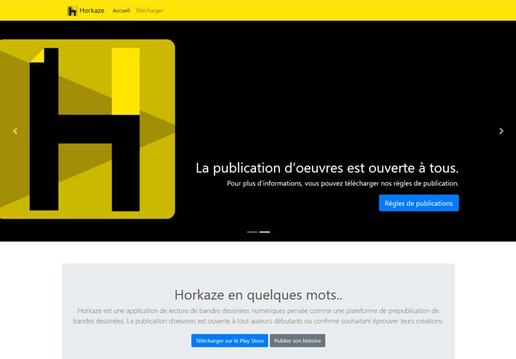 Capture d'écrans du site internet Horkaze